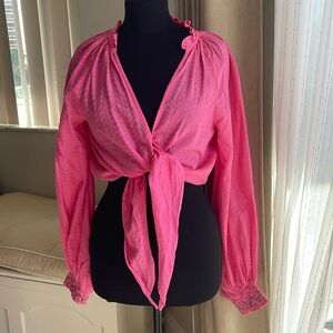 Ramy Brook hot pinkTie Front Top XS